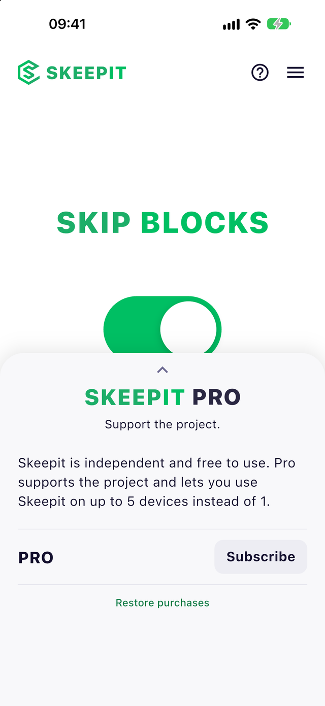 Skeepit skipping a block on iPhone